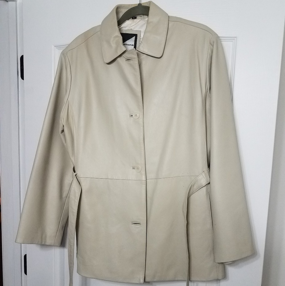 Cream leather coat
